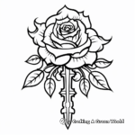 Rose and Dagger Tattoo Coloring Pages for Fans 1