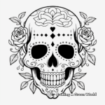 Rose Embellished Skull Coloring Pages 1