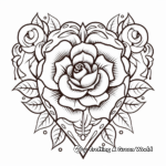 Rose Heart and Rainbows Coloring Pages for Kids 1