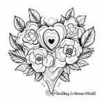 Rose Heart Bouquet Coloring Pages 1