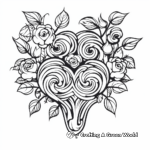 Rose Heart Bouquet Coloring Pages 2
