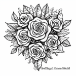 Rose Heart Bouquet Coloring Pages 3