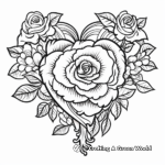 Rose Heart Coloring Pages in Victorian Style 4