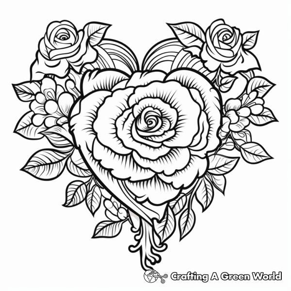 Rose Heart Coloring Pages - Free &amp; Printable!
