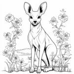 Rousing Kangaroo with Wattle Flower coloring pages 1