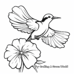 Ruby Throated Hummingbird and Flower Coloring Pages 1