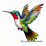 Ruby Throated Hummingbird in Various Poses Coloring Pages 3