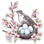 Ruby Throated Hummingbird Nest and Eggs Coloring Pages 4