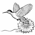 Ruby Throated Hummingbird with Background scenery Coloring Pages 1