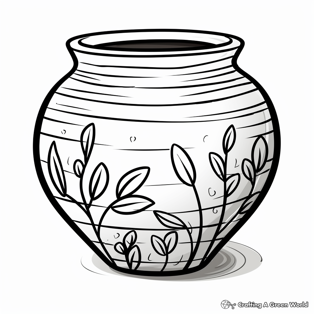 Rustic Clay Pot Vase Coloring Sheets 3