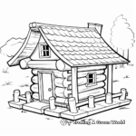 Rustic Log Cabin Bird Feeder Coloring Pages 1