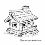 Rustic Log Cabin Bird Feeder Coloring Pages 2
