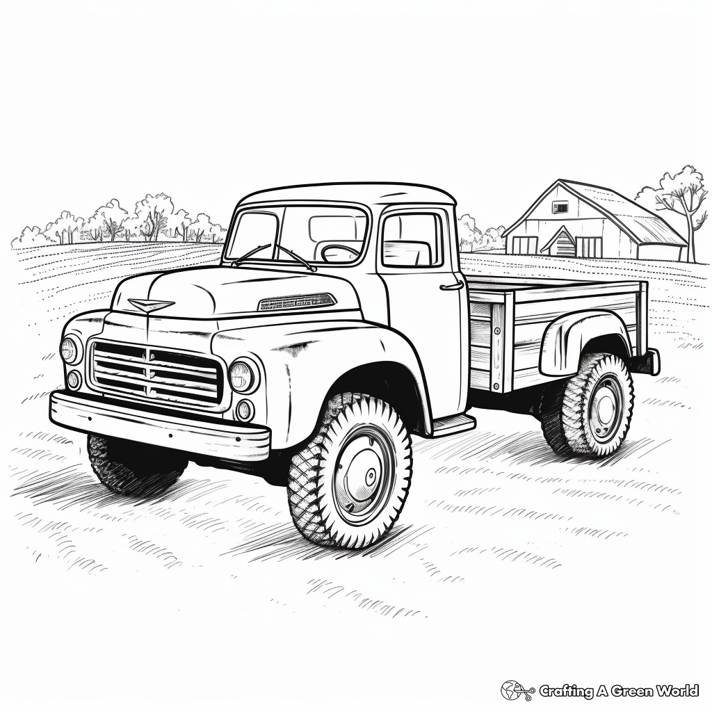 Rustic Old Farm Truck Coloring Pages 3