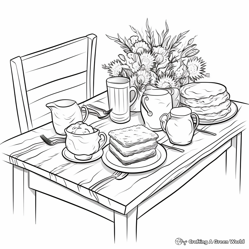 Rustic Thanksgiving Table Setting Coloring Pages 1