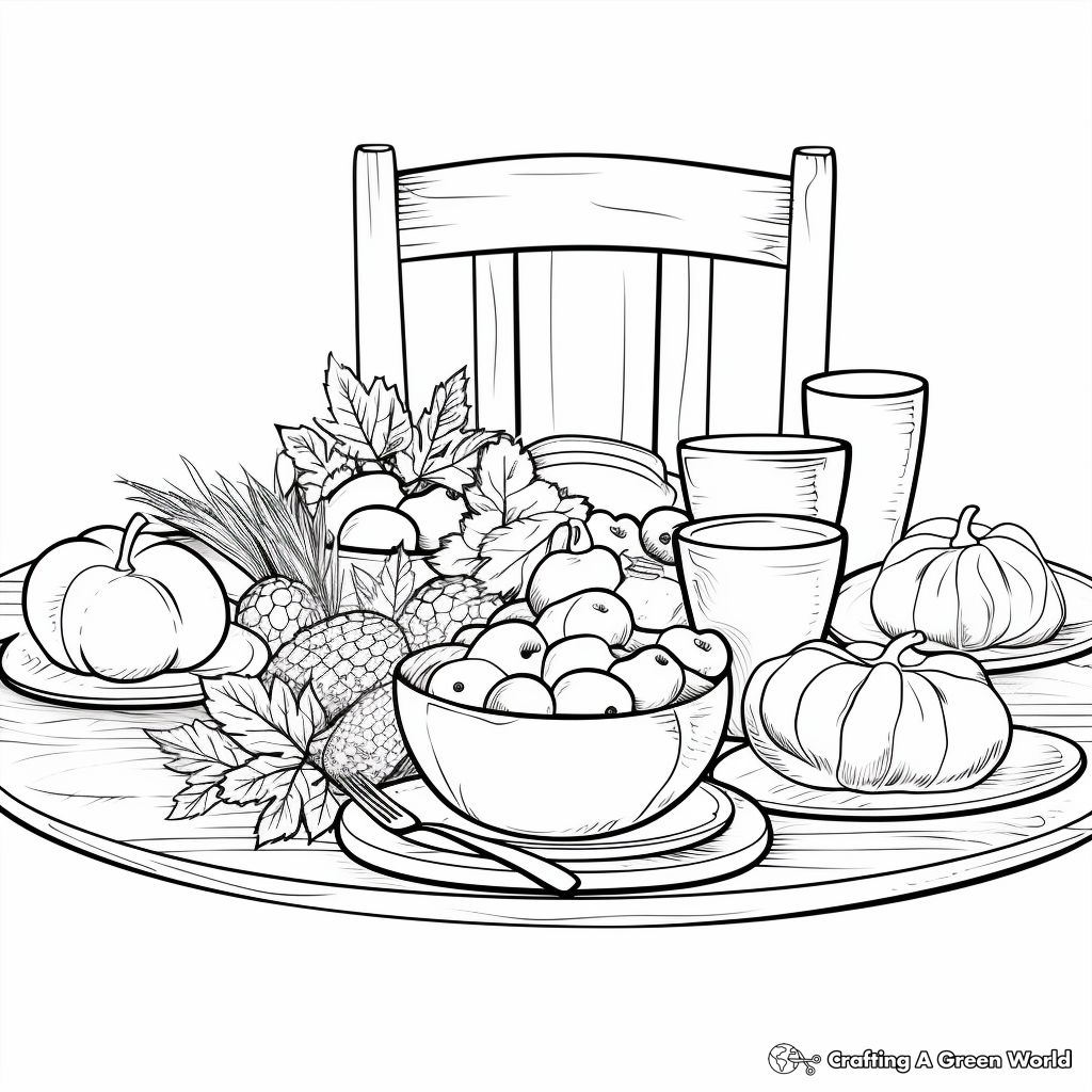 Rustic Thanksgiving Table Setting Coloring Pages 2
