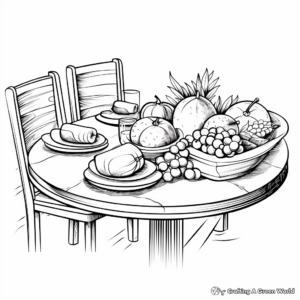 Rustic Thanksgiving Table Setting Coloring Pages 3