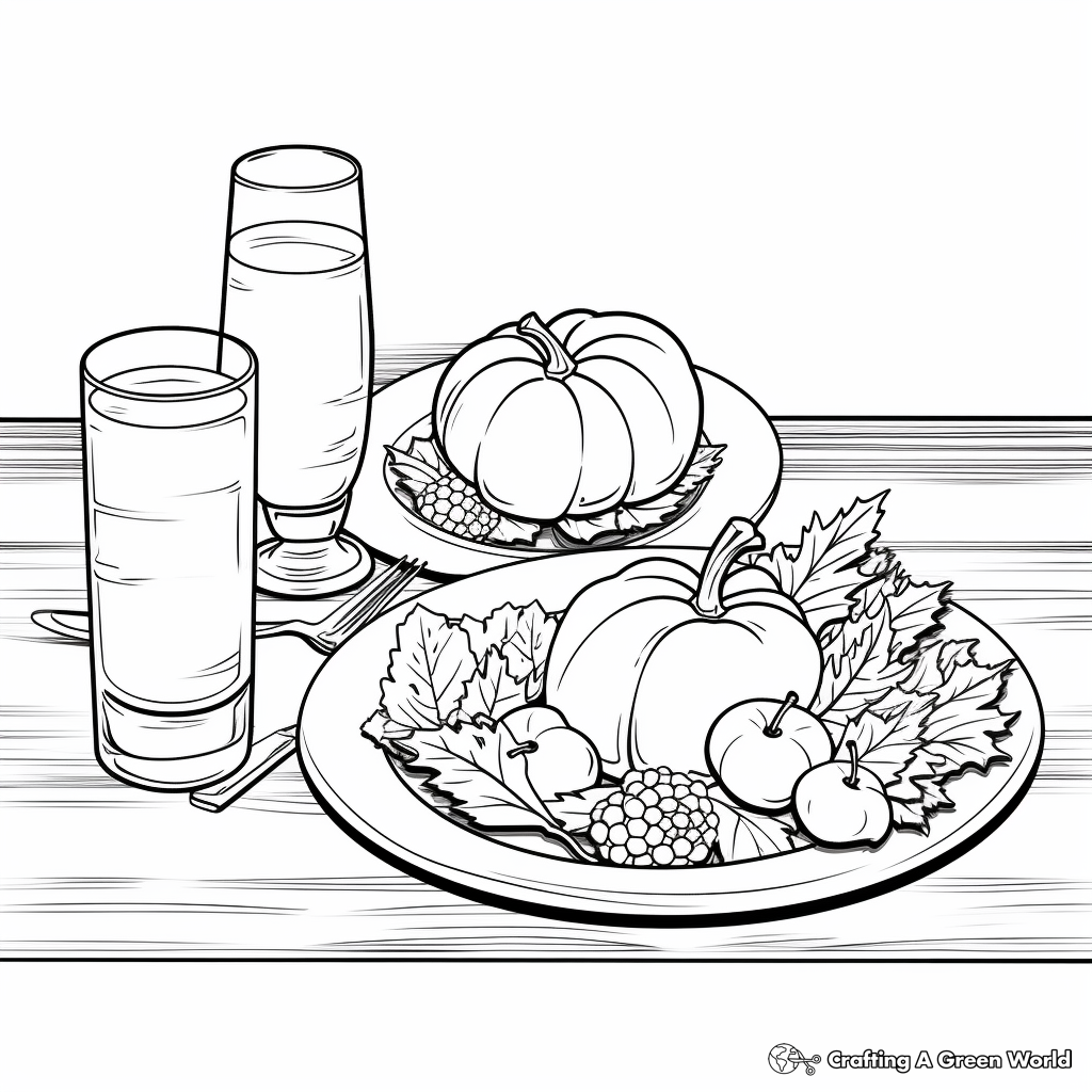 Rustic Thanksgiving Table Setting Coloring Pages 4