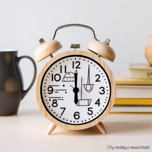 Rustic Wooden Alarm Clock Coloring Pages 1
