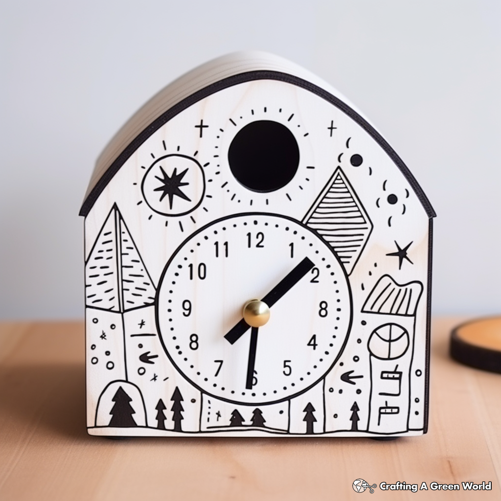 Rustic Wooden Alarm Clock Coloring Pages 2