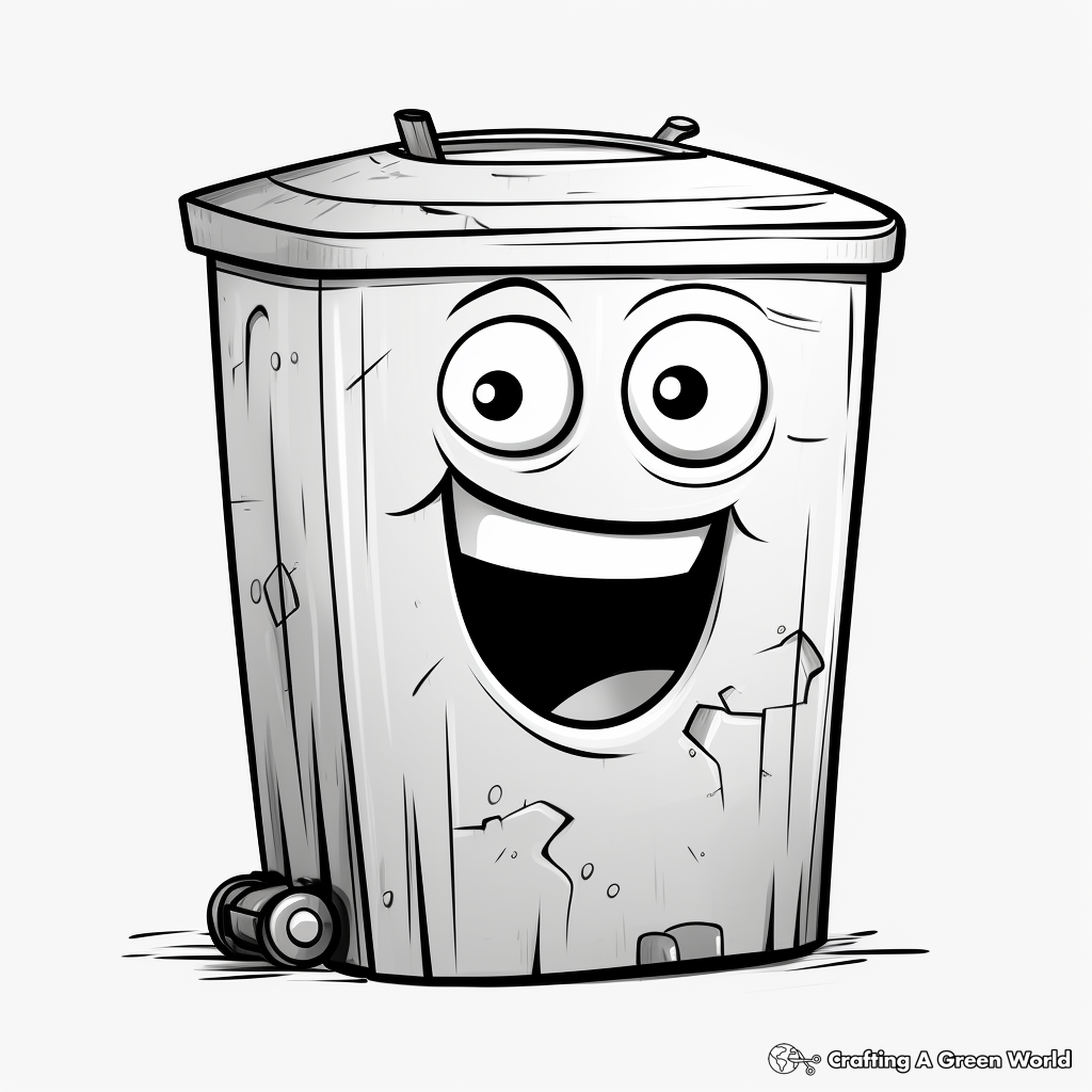 Rusty Old Trash Can Coloring Pages 1