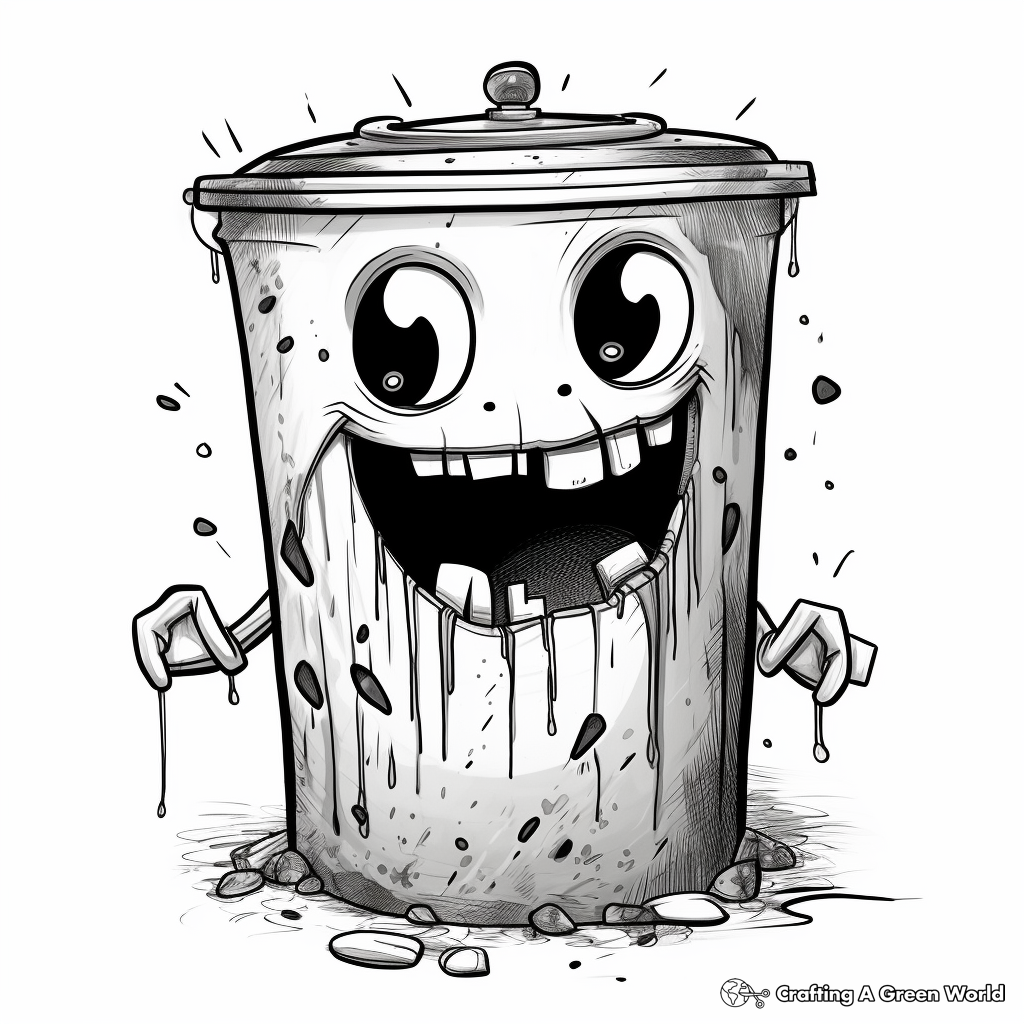 Rusty Old Trash Can Coloring Pages 2