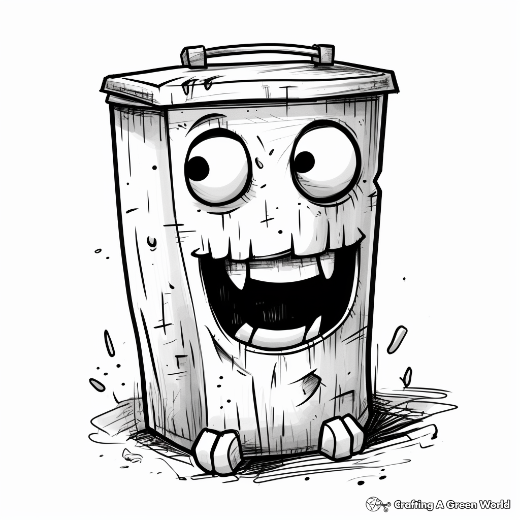 Rusty Old Trash Can Coloring Pages 3