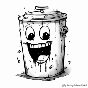 Rusty Old Trash Can Coloring Pages 4