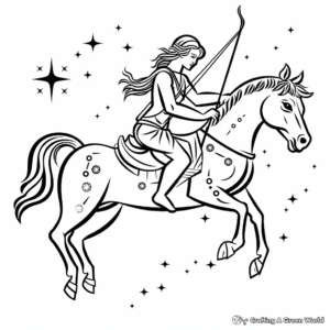 Sagittarius Vignette Coloring Pages: Symbol, Constellation and Centaur 1