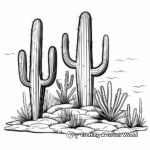 Cactus saguaro en el desierto Páginas para colorear 2