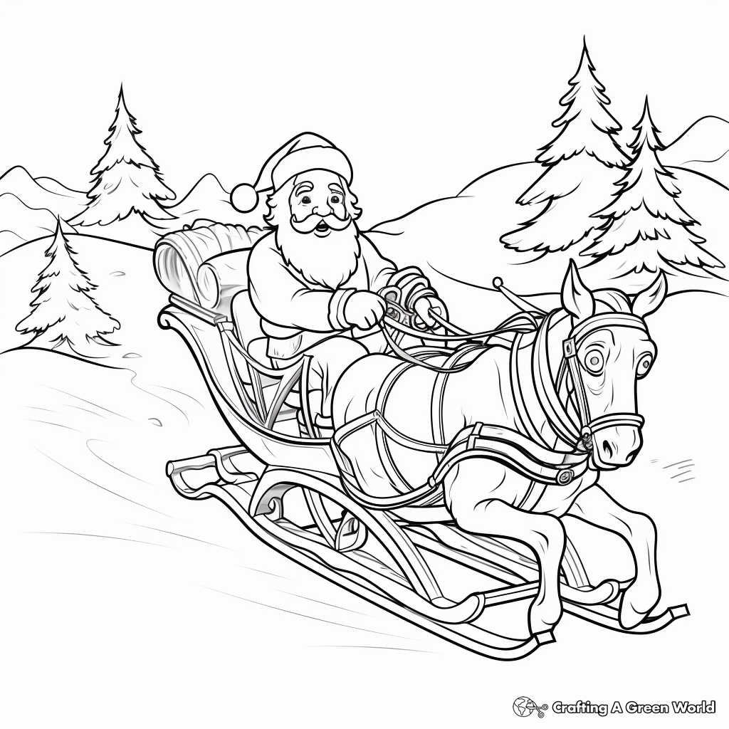 Santa Claus Riding His Sleigh Coloring Pages 3