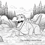 Sarcosuchus in Its Habitat Coloring Pages 1