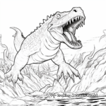 Sarcosuchus vs. Dinosaurs Battle Coloring Pages 3