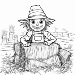 Scarecrow and Hay bales Coloring Pages 1