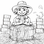 Scarecrow and Hay bales Coloring Pages 2