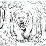 Scary Bear in the Wild: Forest-Scene Coloring Pages 1