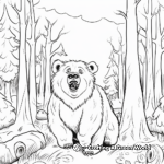 Scary Bear in the Wild: Forest-Scene Coloring Pages 3