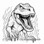 Scary T Rex Among The Flames Coloring Pages 4