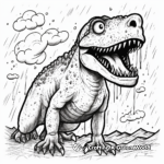 Scary T Rex Under The Stormy Night Sky Coloring Pages 1