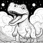 Scary T Rex Under The Stormy Night Sky Coloring Pages 2