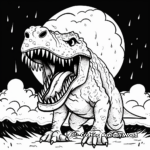 Scary T Rex Under The Stormy Night Sky Coloring Pages 4