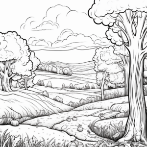 Scenic Landscape Coloring Pages with Autumn Theme 4