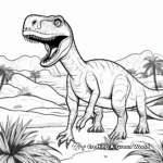 Scenic Tarbosaurus in Habitat Coloring Pages 1