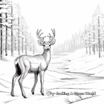 Scenic White Tailed Deer in Winter Coloring Page 1