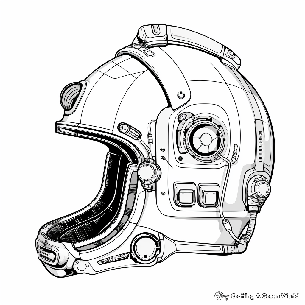 Sci-Fi Inspired Astronaut Helmet Coloring Pages 1