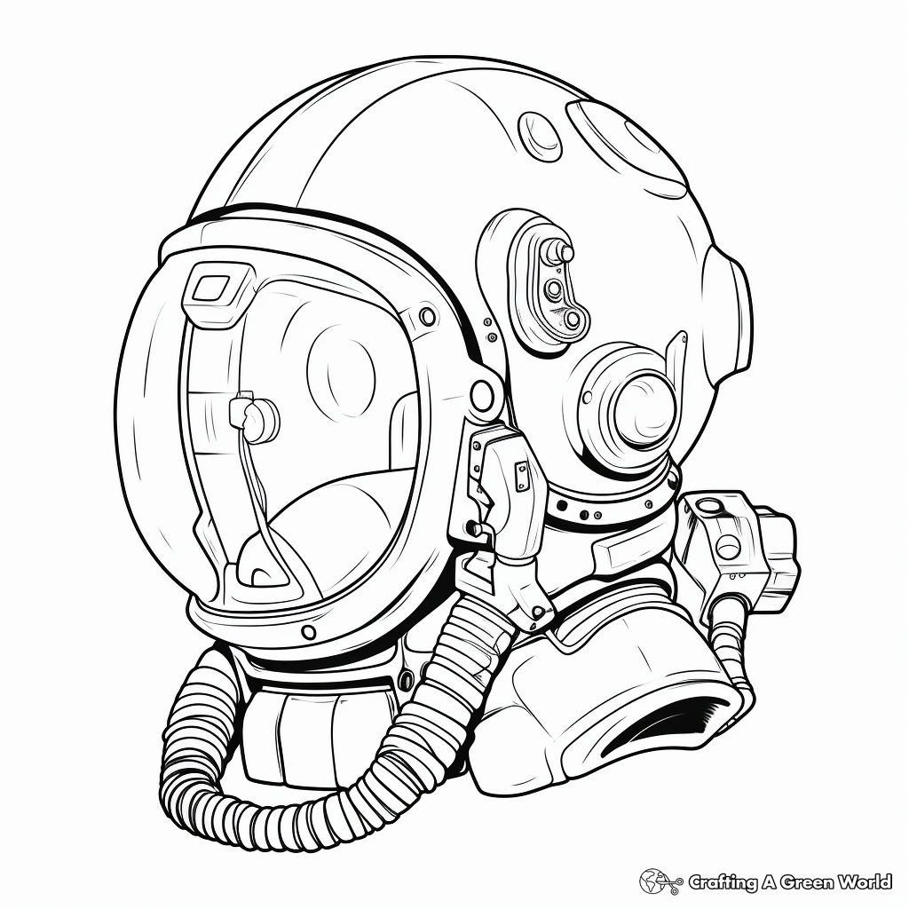Sci-Fi Inspired Astronaut Helmet Coloring Pages 2