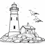 Seagull and Lighthouse Scene Coloring Pages 2