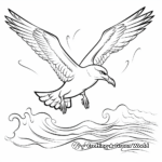Seagull Flying Over Ocean Waves Coloring Pages 1