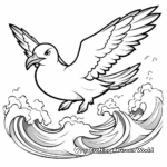 Seagull Flying Over Ocean Waves Coloring Pages 2