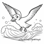 Seagull Flying Over Ocean Waves Coloring Pages 4