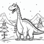 Seasonal Brontosaurus - Winter Theme Coloring Pages 1